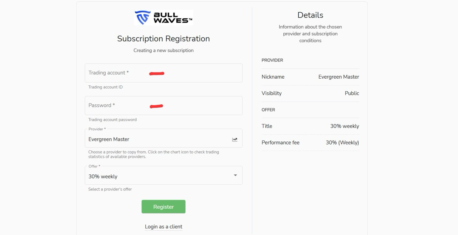 La strategia Evergreen Master dentro la piattaforma Bullwaves